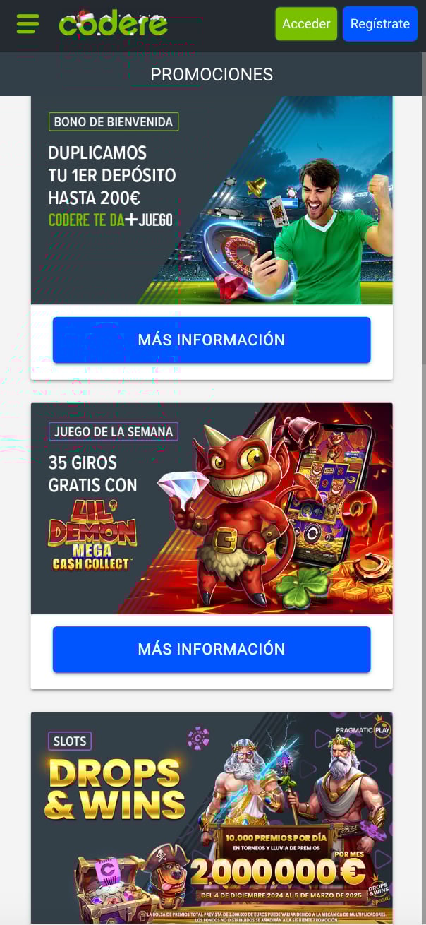 Captura de pantalla de app Codere